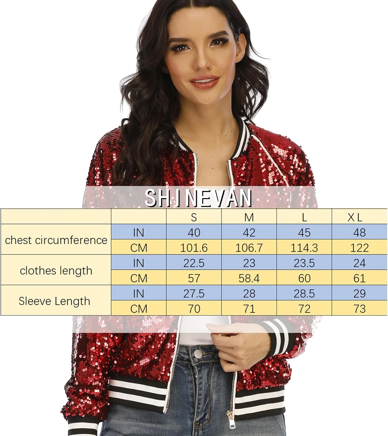 Women's sequined shiny long-sleeved zipper flight jacket casual party disco proscenium ballroom
